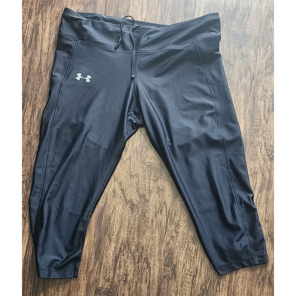 Under Armour Capri Leggings Women XL Black HeatGear Running Compression